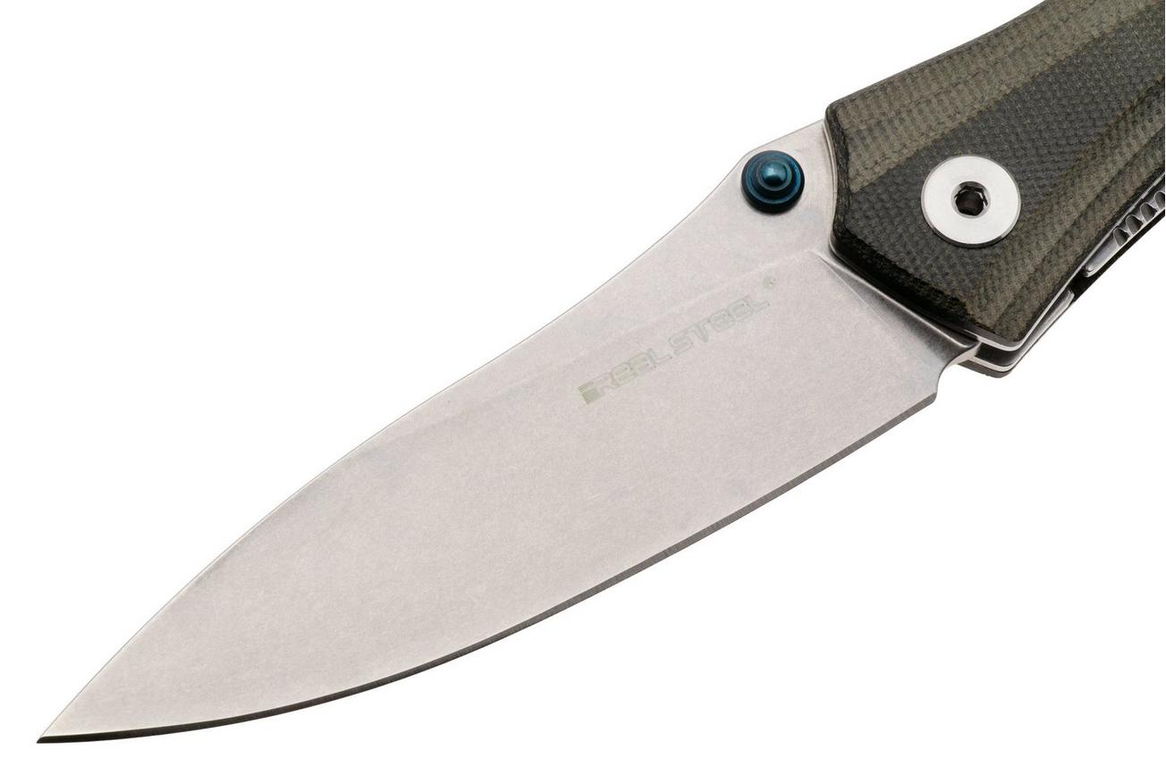 Real Steel Horus E802 Stonewashed 14C28N, Grey Micarta, zakmes