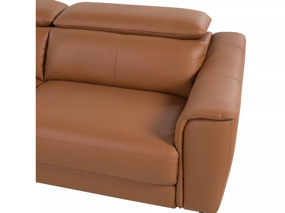 Canapé 3 places en cuir véritable et cuir PU marron doré NARWIK