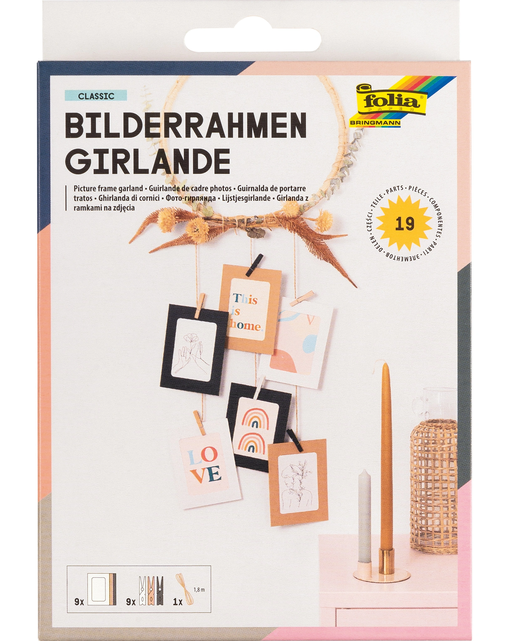 Bastelset BILDERRAHMEN-GIRLANDE CLASSIC 19-teilig