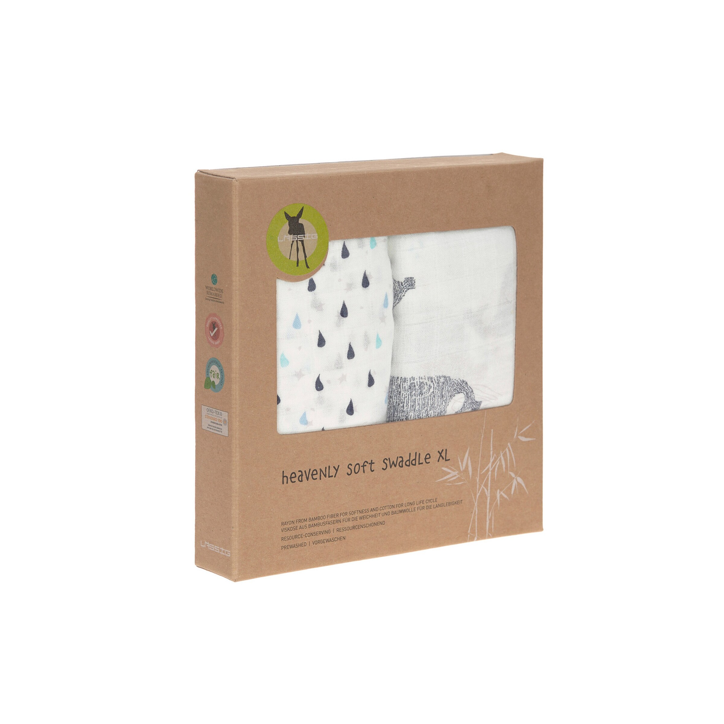 Lässig 2er-Pack Mullwindeln Heavenly Soft Swaddle XL 120x120 cm blau
