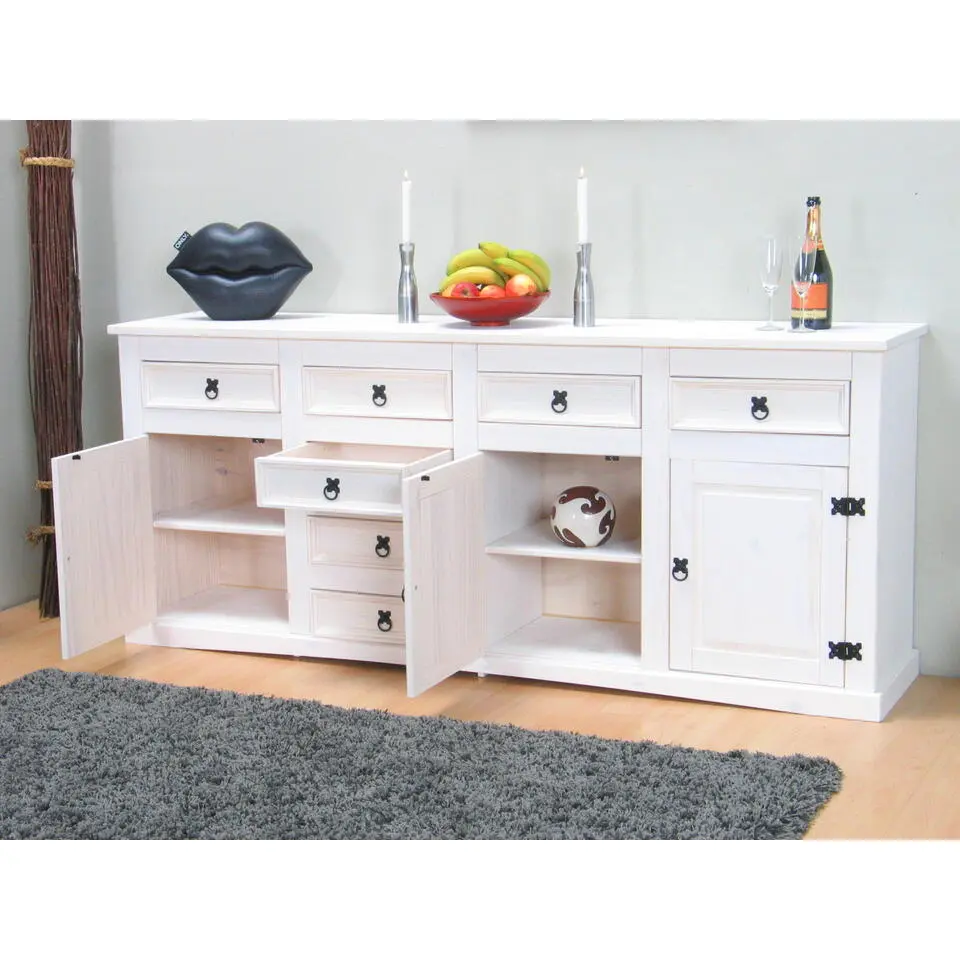 Hioshop Dressoir New Mexico wit 200cm