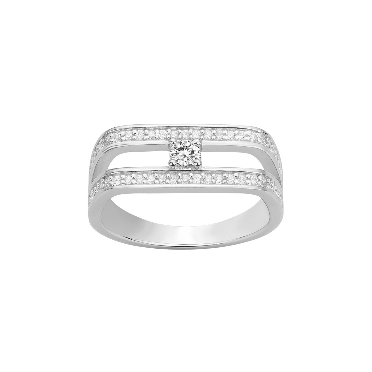 Bague en Argent avec oxyde de zirconium blanc