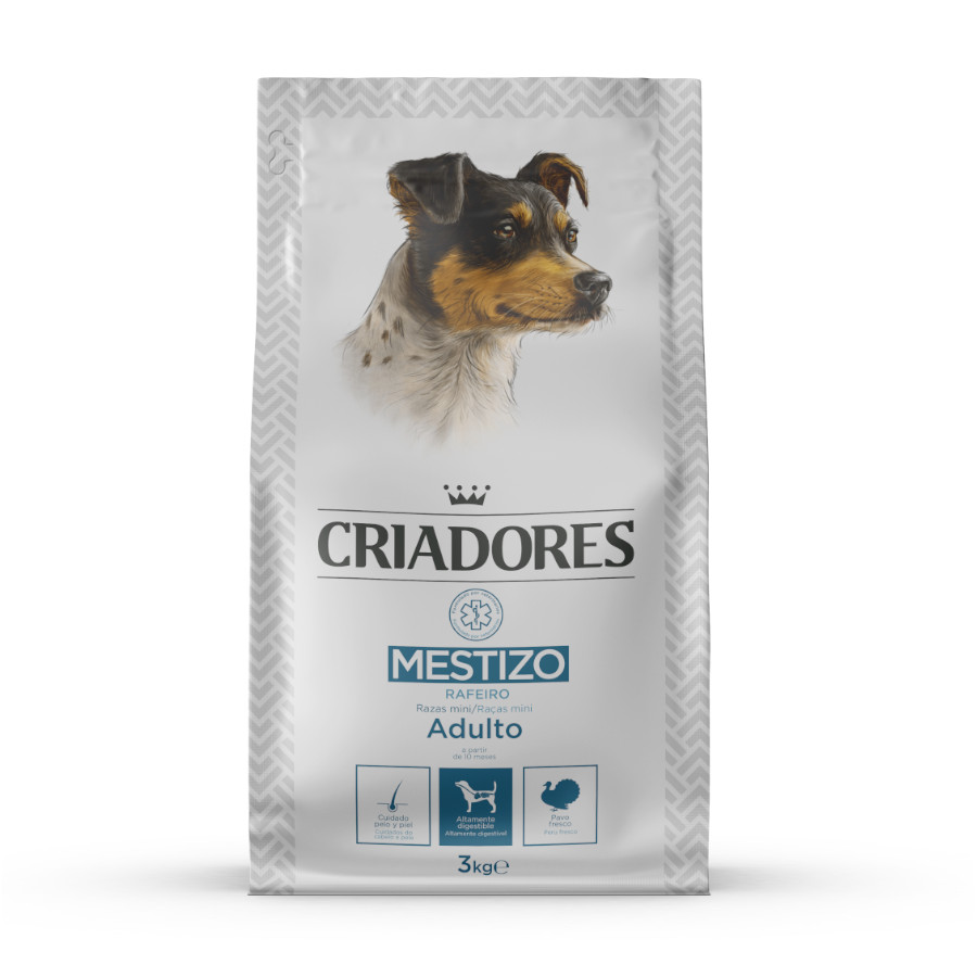 Ração de peru para cães de raça mista, ideal para criadores de cães miniatura.