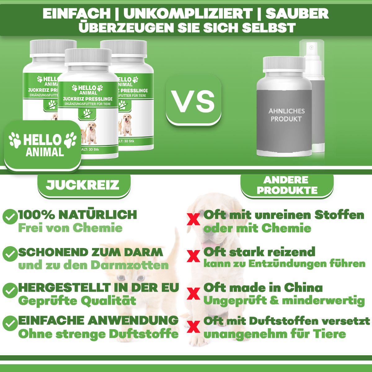 Hello Animal® | Juckreiz Presslinge | Sofortwirkung