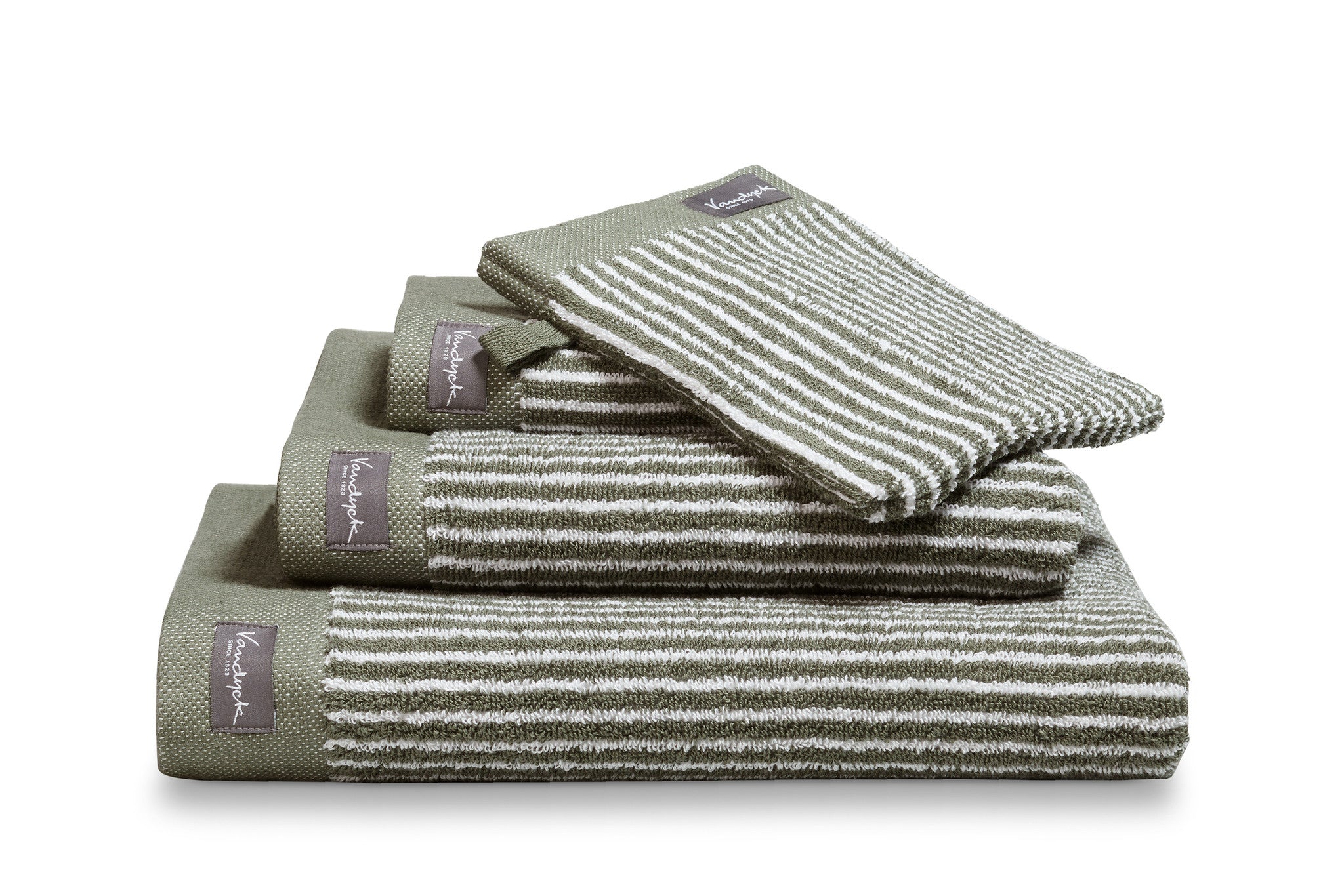 Home Badtextiel Petit Ligne Olive | 70 x 140 cm | Groen | Katoen