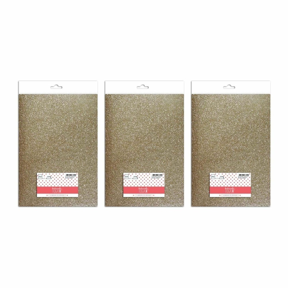 3 flex thermocollants à paillettes 30 x 21 cm - champagne