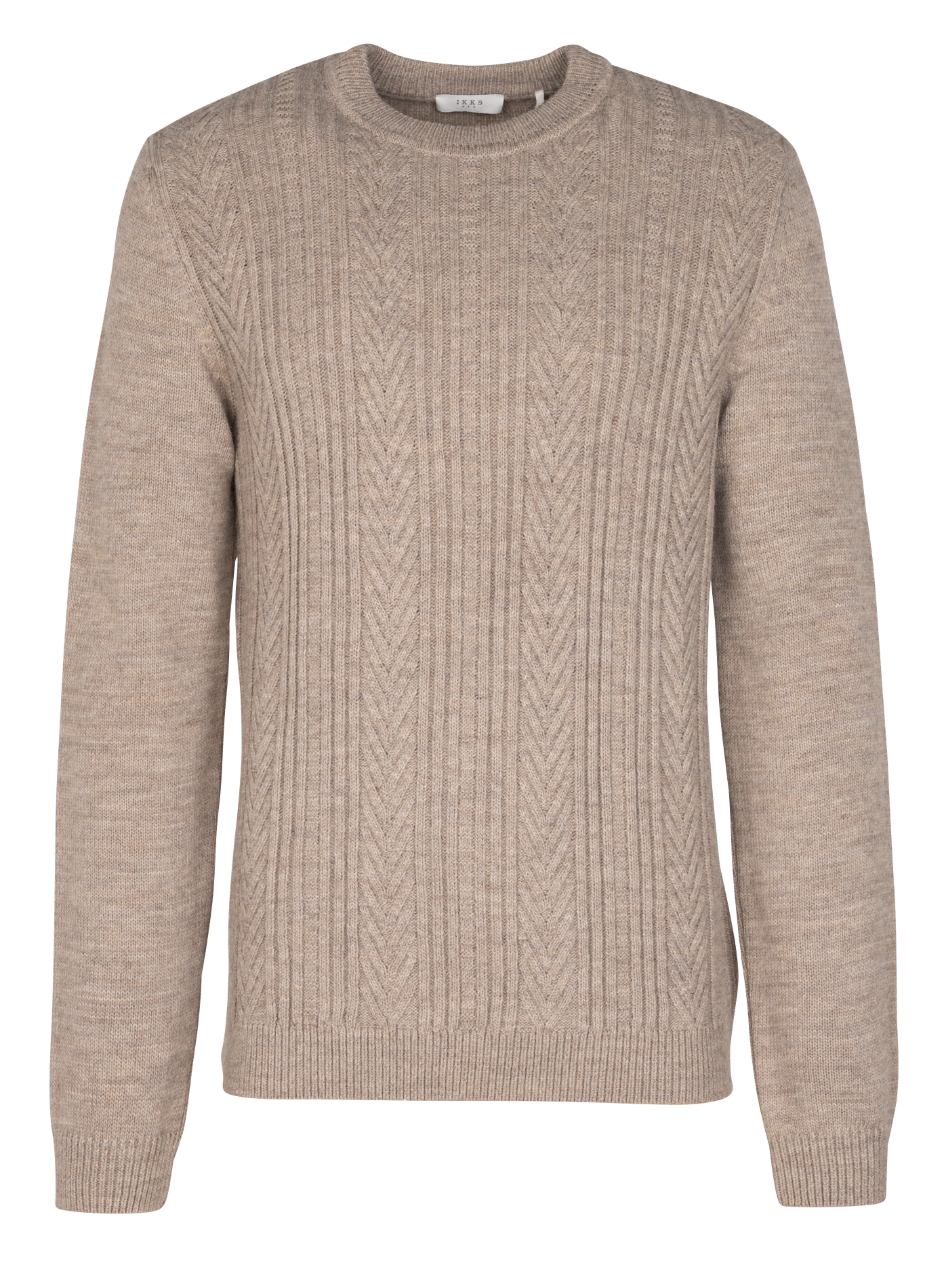 Pull droit col rond en coton mélangé| Marron