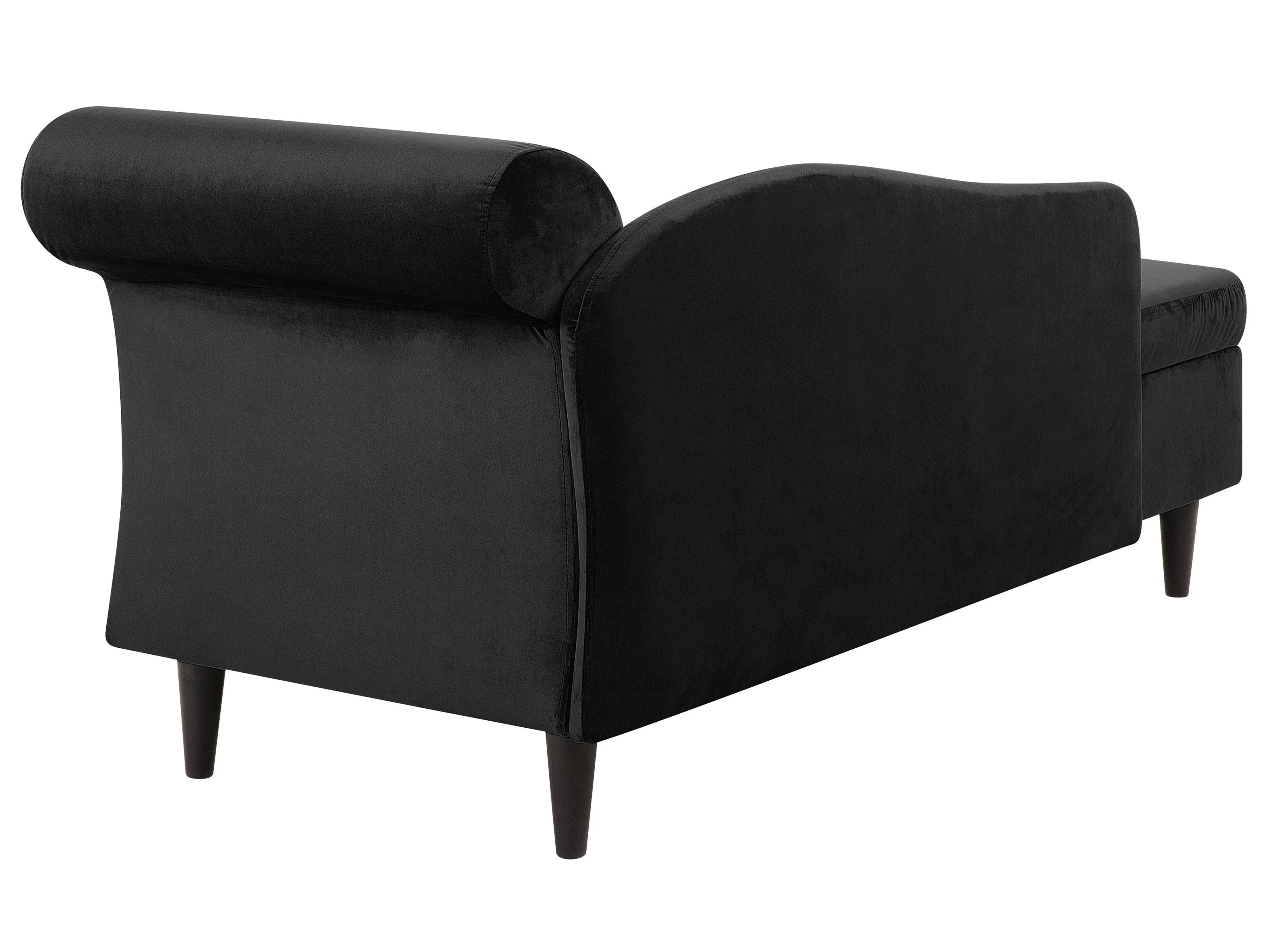 Rechtszijdige chaise longue LUIRO Fluweel Zwart met opbergruimte
