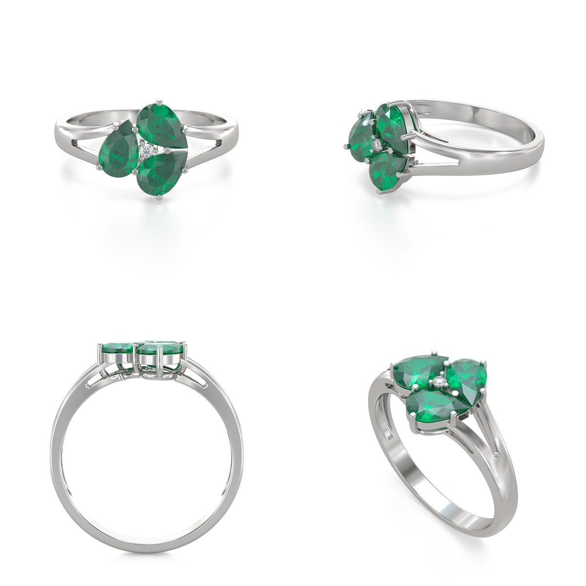 Bague ADEN Emeraude et diamants sur Argent 925 2.5grs