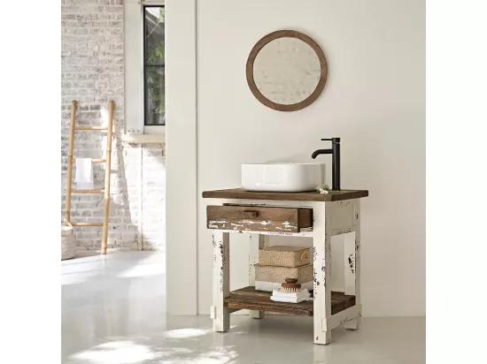 Meuble de salle de bain en bois recyclé 80 cm