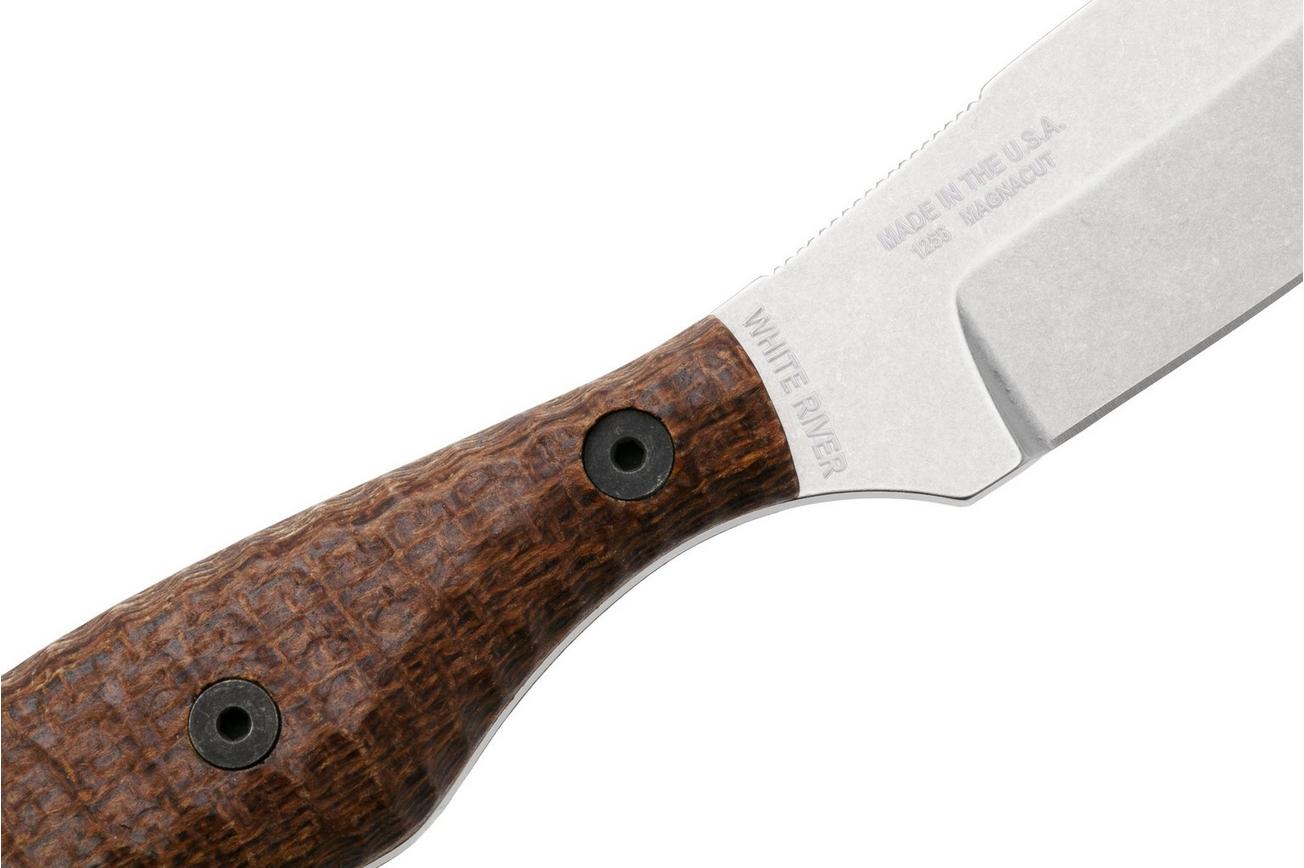ESEE Belt Knife ESEE-EBK-M, Stonewashed CPM MagnaCut, Brown Burlap Micarta vaststaand mes, James Gibson design