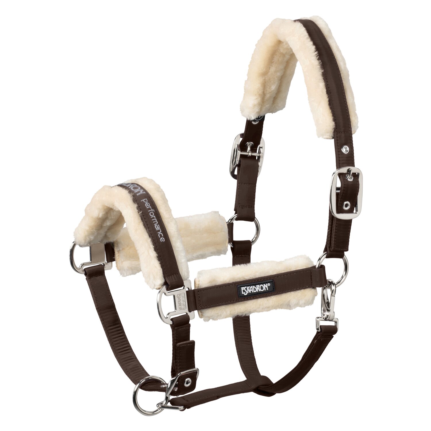 ESKADRON Basic Halfter FauxFur Double Pin  - darkbrown
