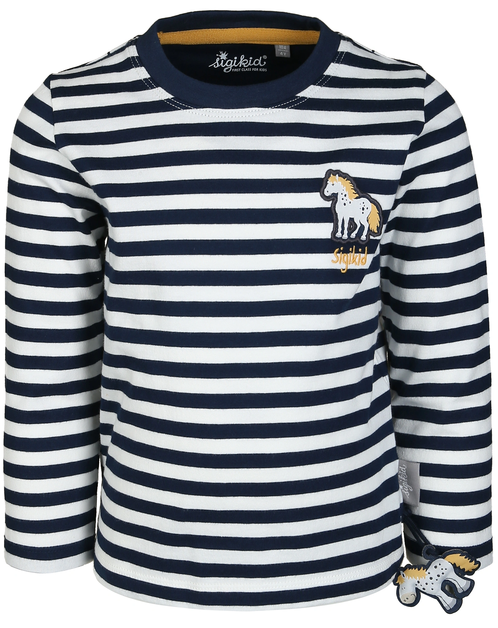 Langarm-Shirt KLEINES PONY gestreift in weiß/dunkelblau