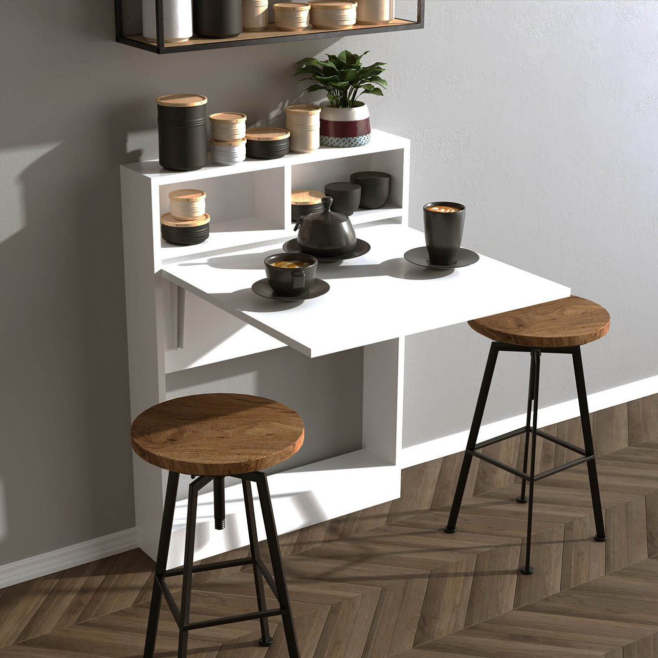 Wooden Art Table pliable bracked blanc - 70x90x15 cm