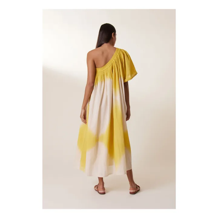 Leon & Harper Robe Ryota Tie & Dye Coton Bio | Jaune moutarde