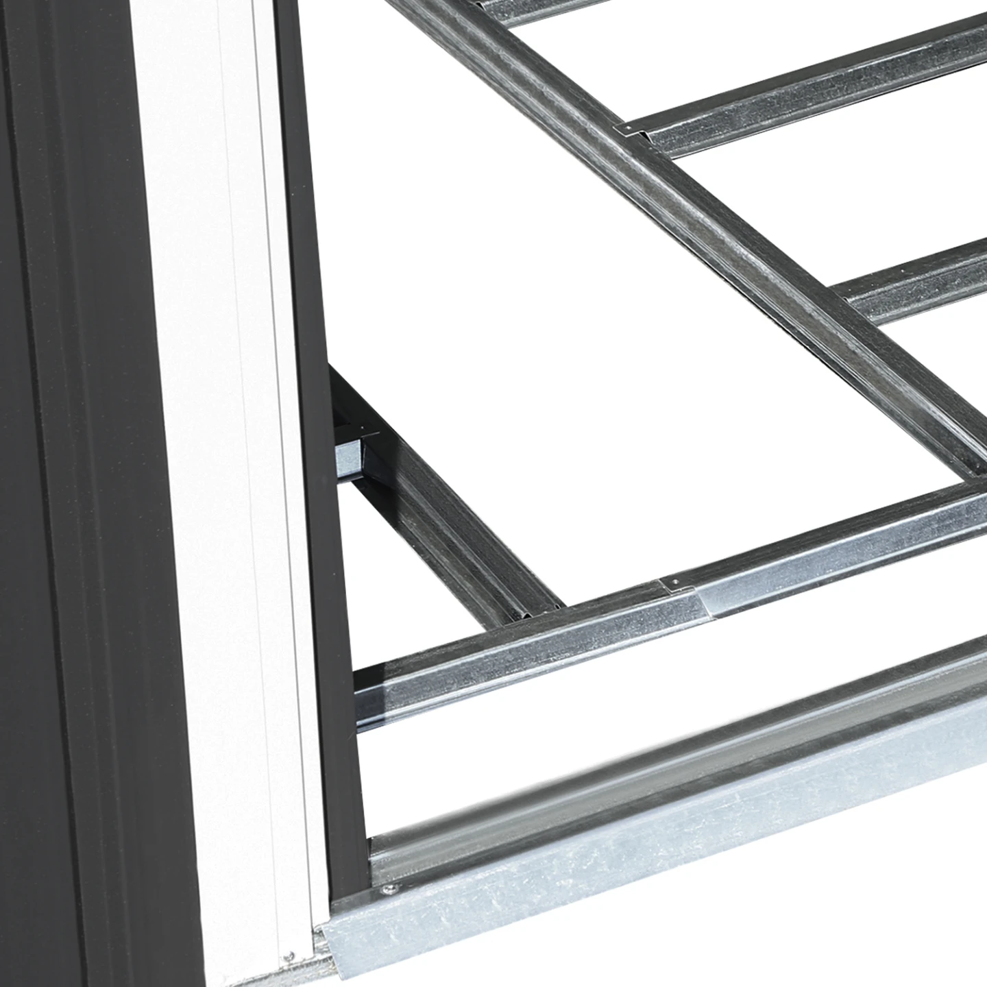 Abri de jardin 5,3 M² gris en acier galvanisé avec base