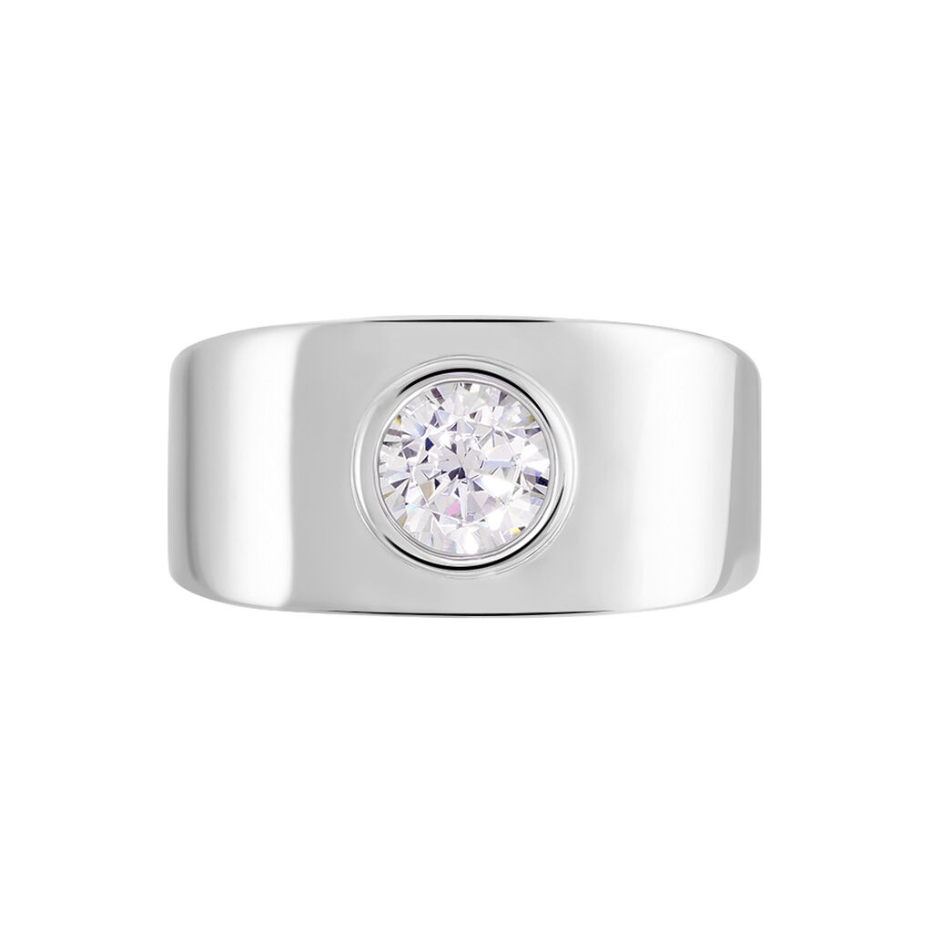 Bague Solitaire Electre Argent Blanc Oxyde De Zirconium