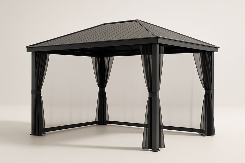 Gartenpavillon Aluminium mit Polycarbonatdach Schwarz 300cm x 400cm (B