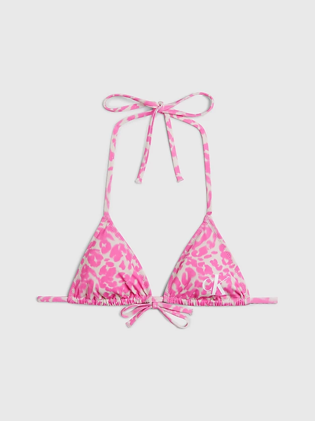 Top de biquíni micro triangular com estampa de leopardo da CK