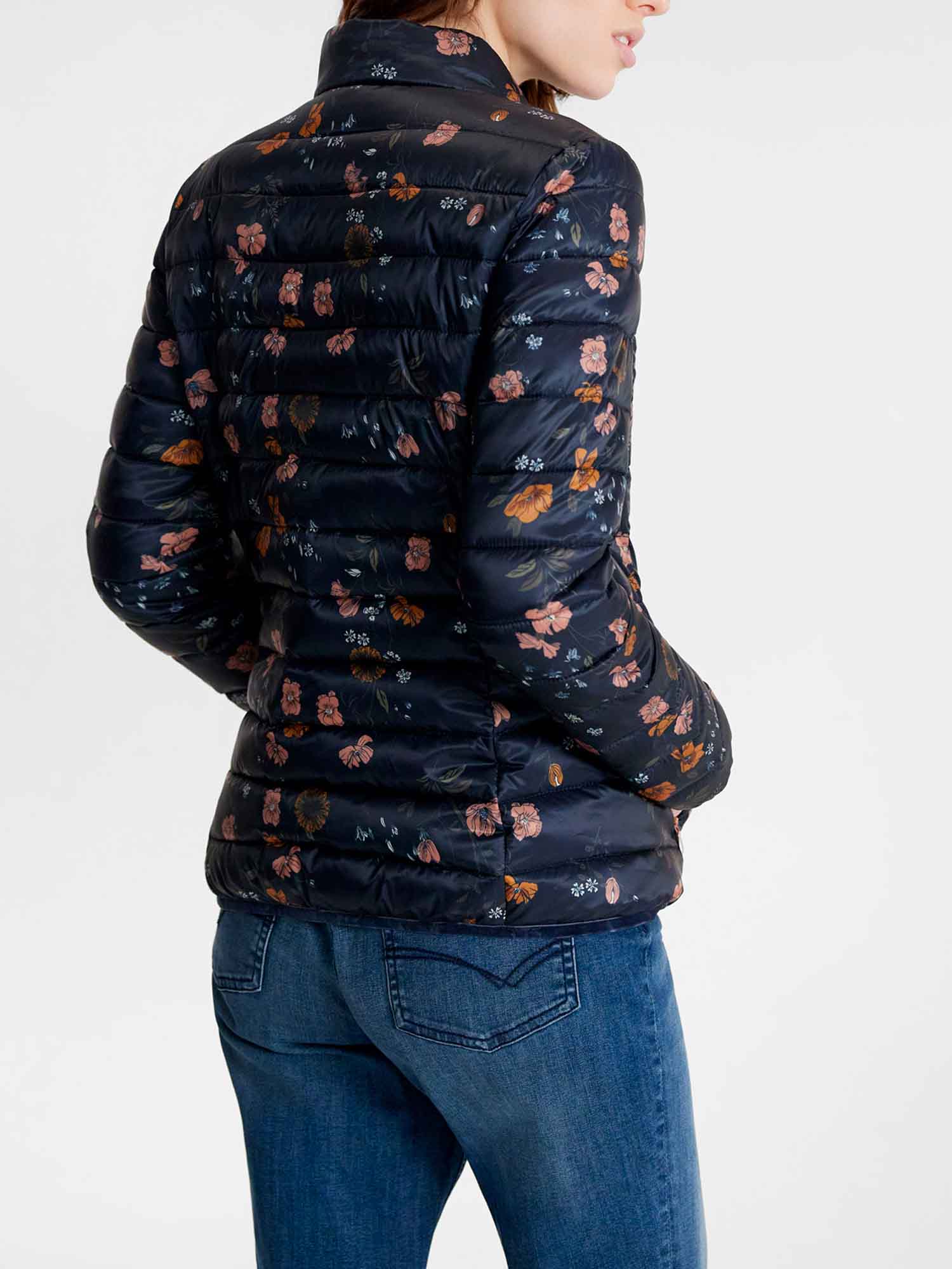 Doudoune Femme Motif Floral Noire