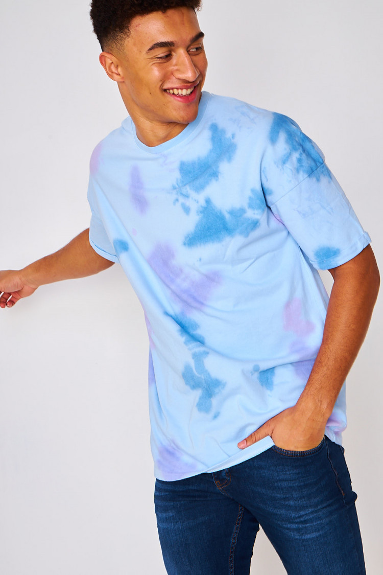 T-shirt bleu tacheté