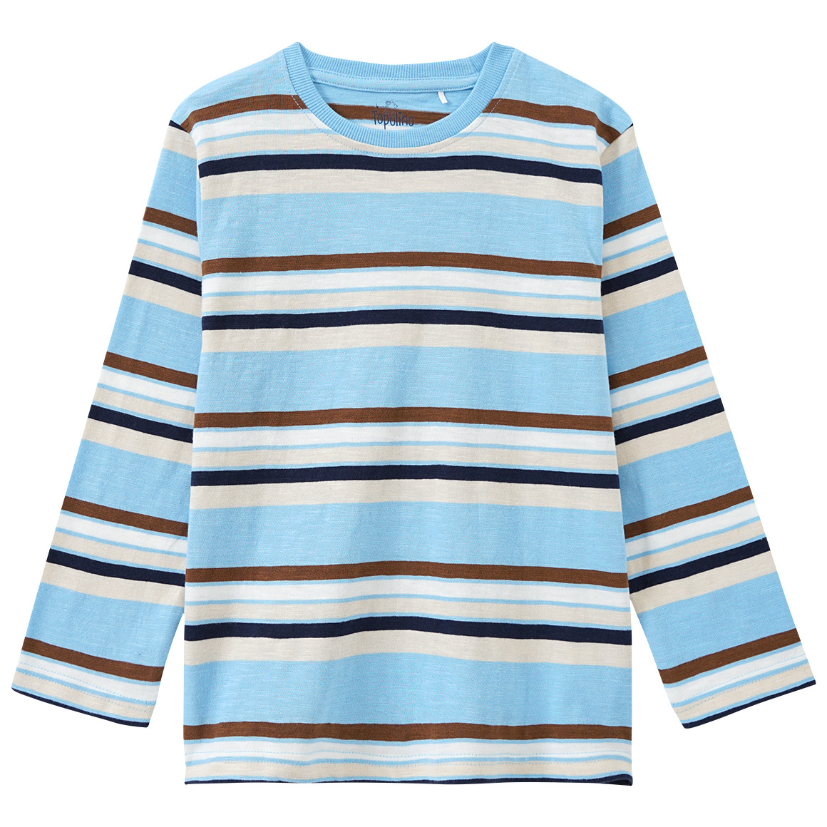 Topolino Jungen Langarmshirt mit Blockstreifen hellblau / beige / braun