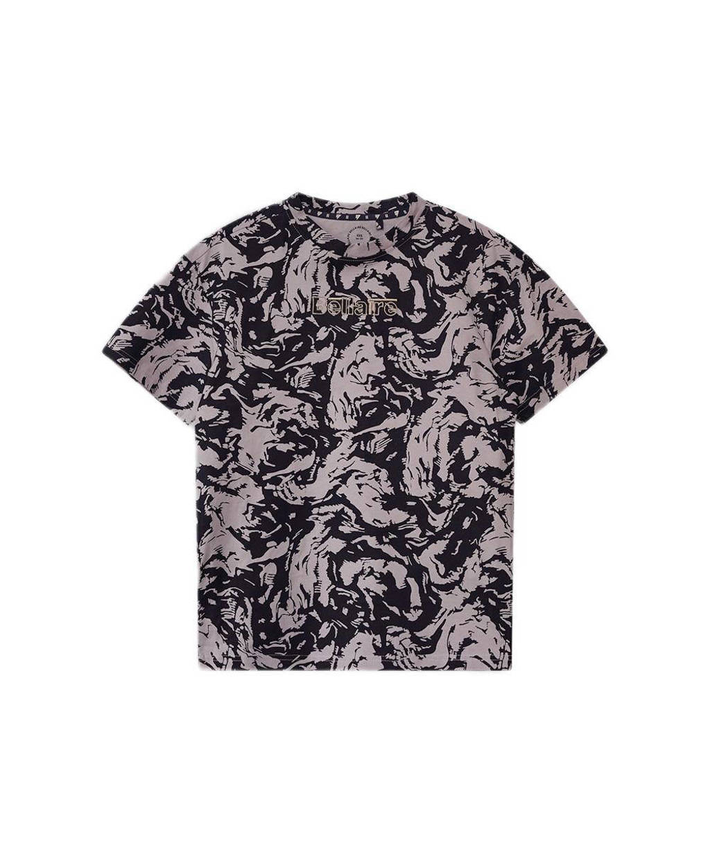 Bellaire T-shirt met all over print zwart/paars