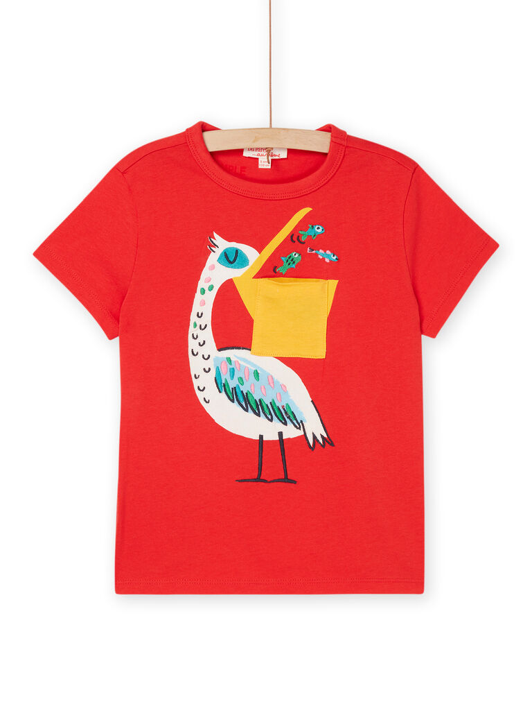 T-shirt rouge à animation pélican