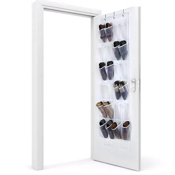 (150x45cm) 24-fach Schuh Organizer Tür Aufbewahrungsfächer zum Aufhängen - Weiss