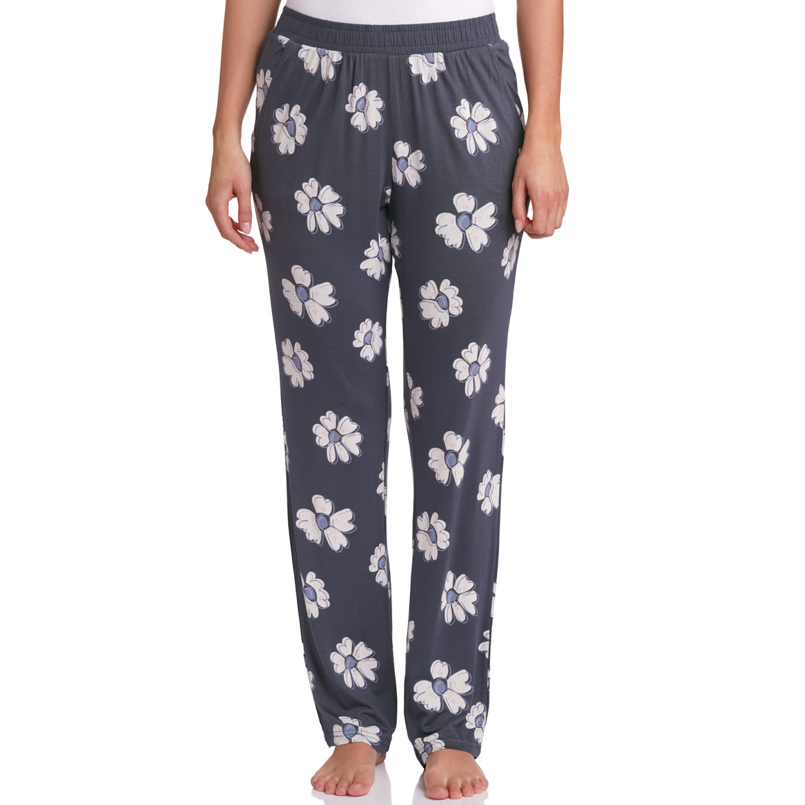 Damen Schlafhose mit Allover-Muster blaugrau