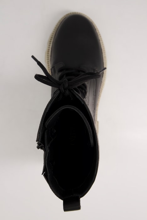 Lederboots, XL-Schaft, Schnürung, Plateausohle, Weite H