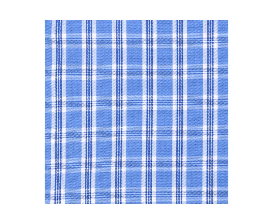 Chemise bleue à carreaux - Col français - GONZAGUE