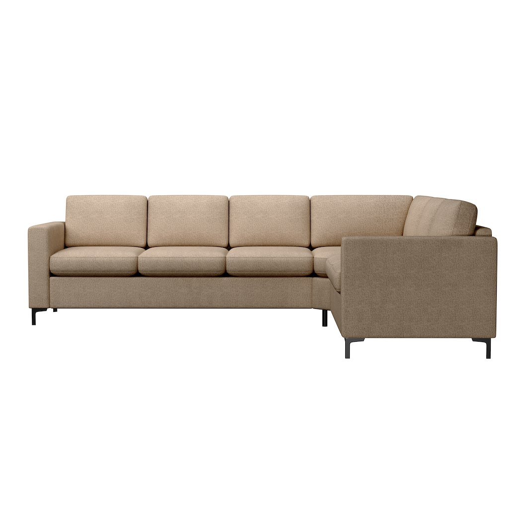 Ask hjørnesofa 32 hjørnesofa. Big hjørnemodul. Tekstil Nordic 4 Dune med sorte metallben