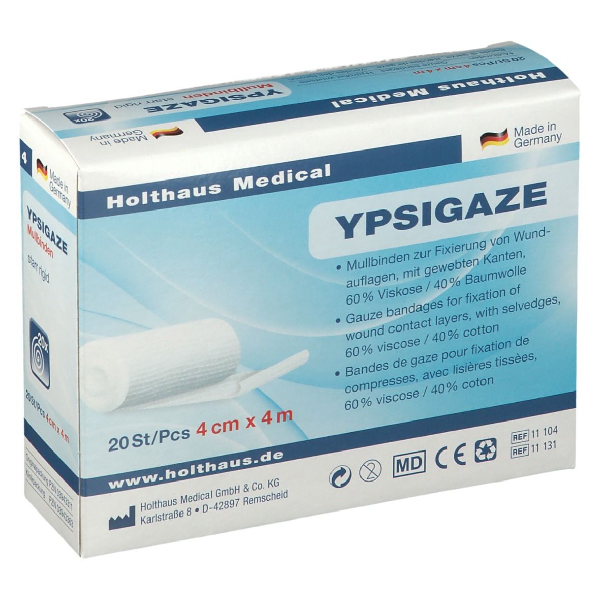YPSIGAZE Mullbinden 4 cm x 4 m