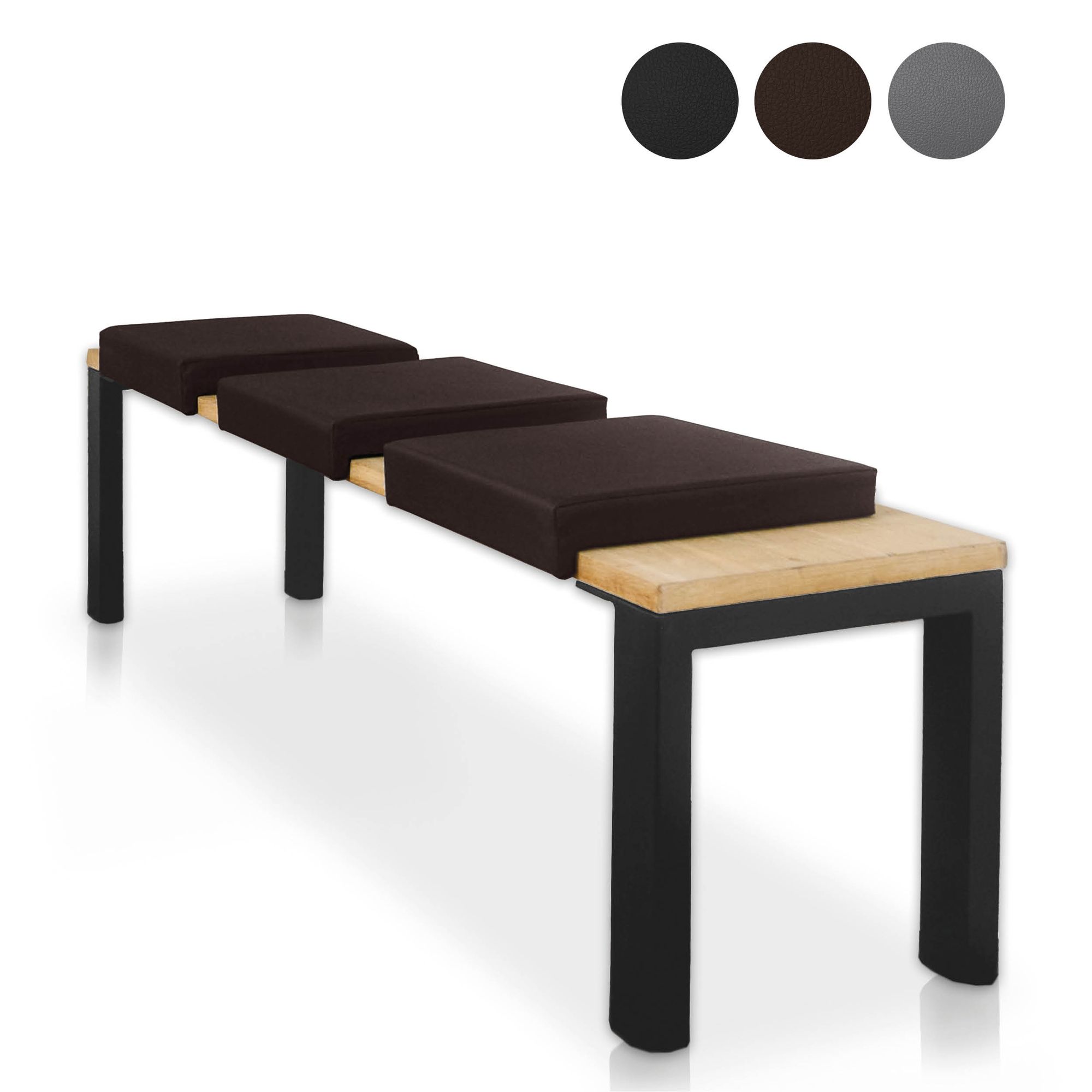 Lycce Bankauflage Kunstleder Klemmkissen 1 Leiste, extra weiche Polsterung (6cm Höhe), Sitzkissen Bank rutschfest, 100.000 Scheuertouren, Banktiefe ab 35 cm