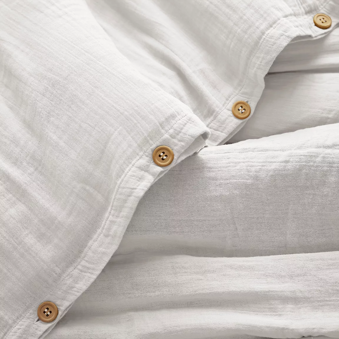 Housse de couette gaze de coton (200 x 200 cm) Gaïa Blanc chantilly