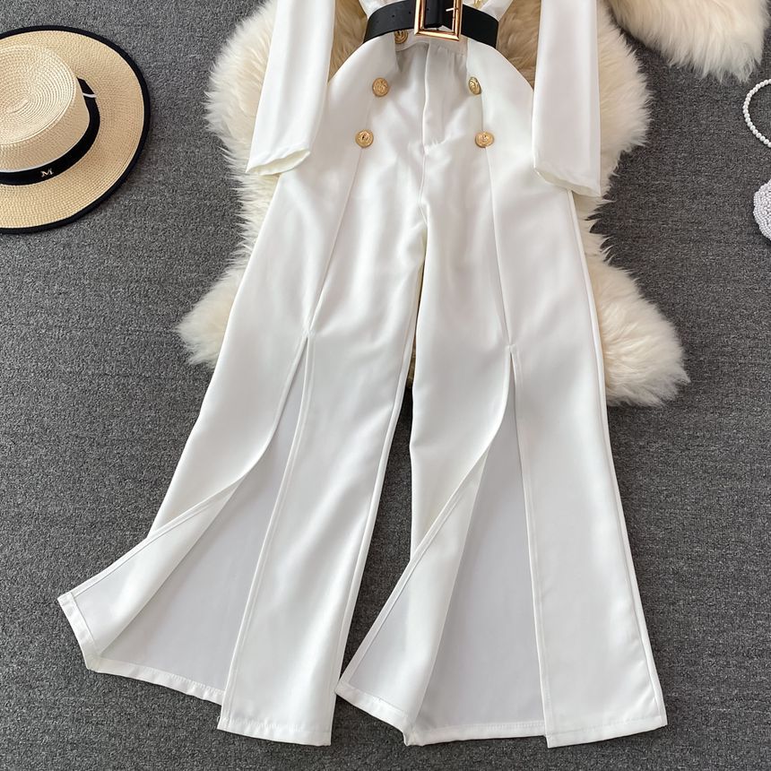Yearnin - Jumpsuit met lange mouwen en dubbele rij knopen