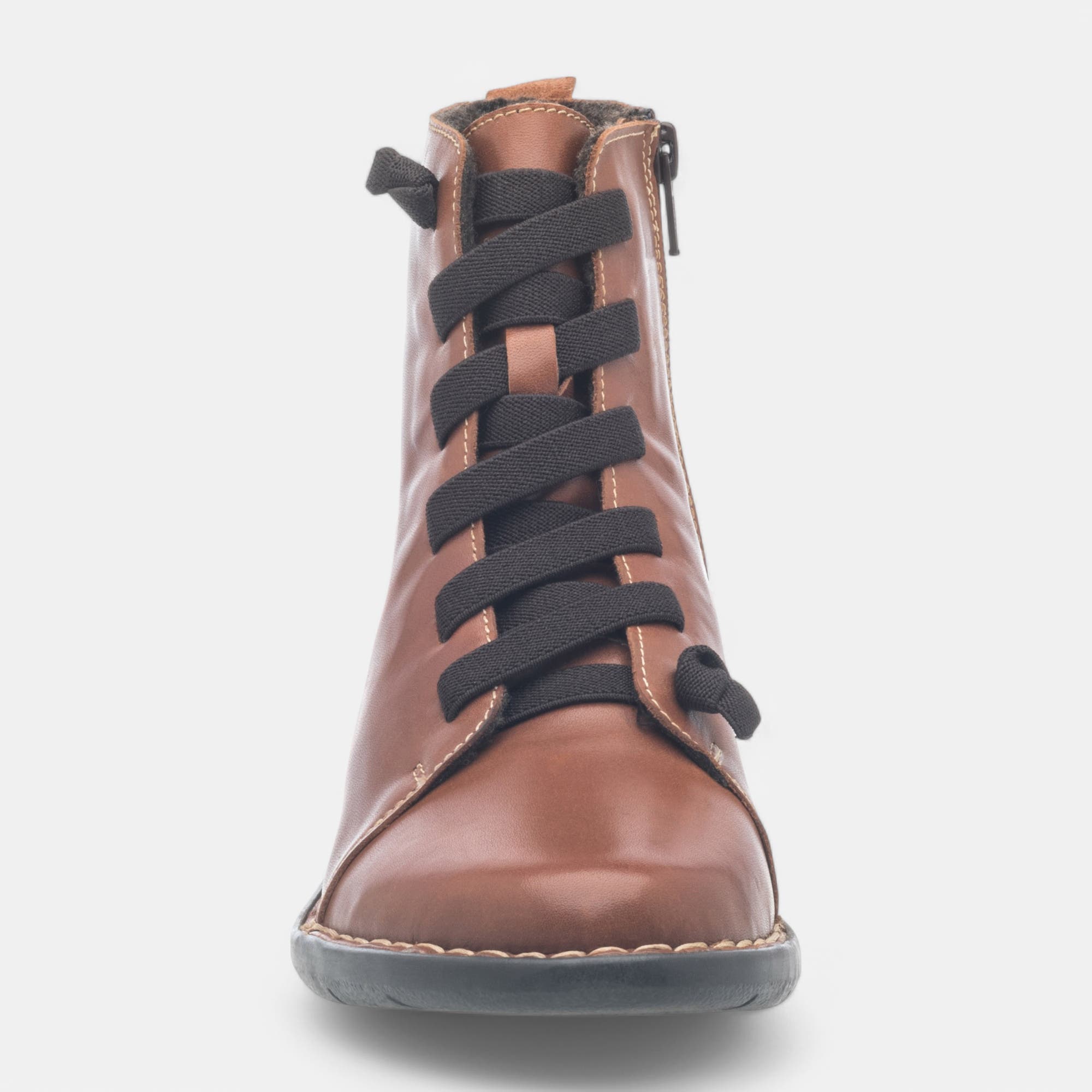 Bottines à lacets Femme en cuir cognac