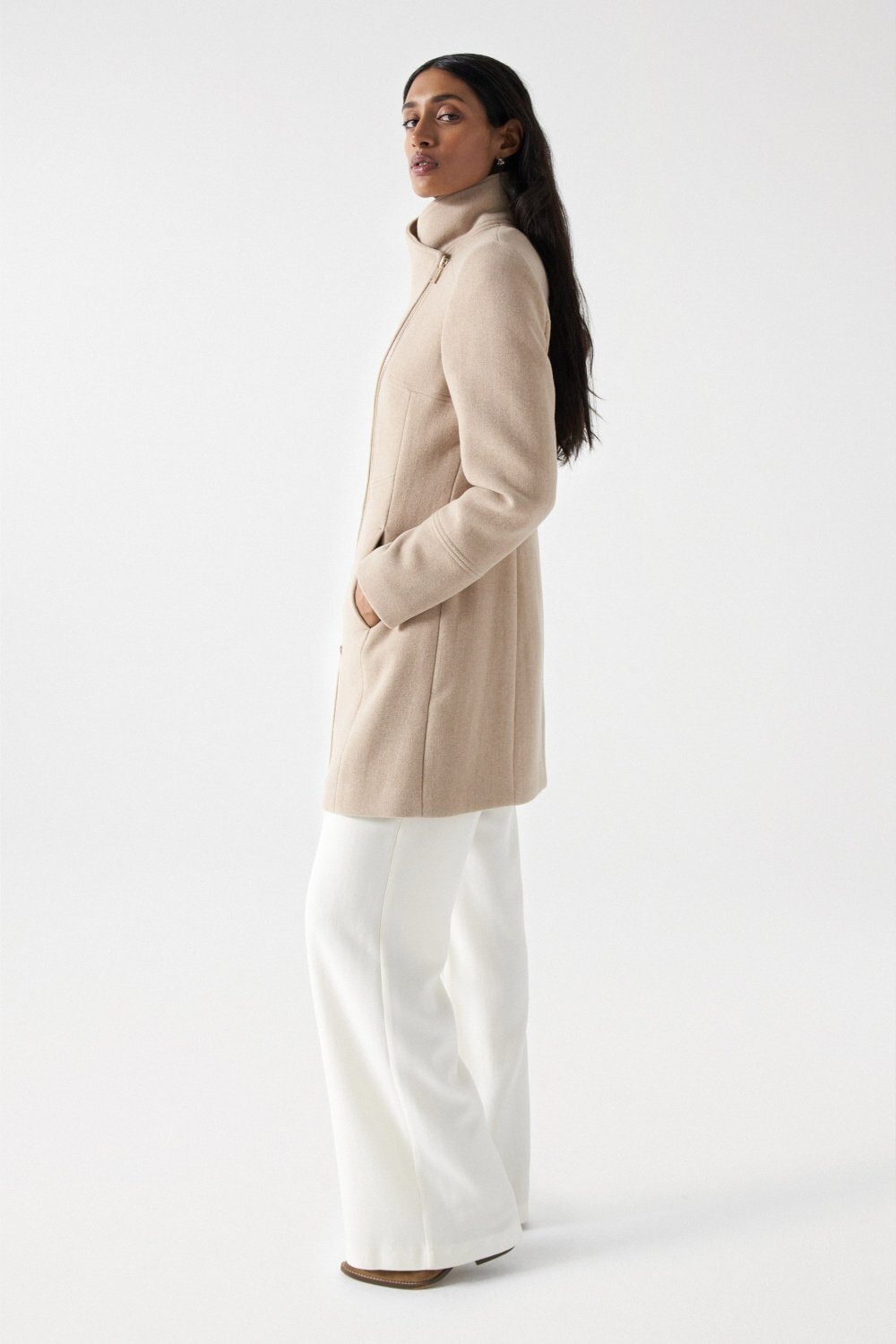 Salsa Wolljacke »Salsa Jeans Wollmantel Wool Coat With Fur Collar«