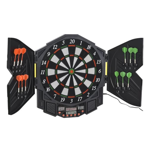 Elektronisk Dartskive Med Dør Inkl. 4 Led 216 Spill 12 Piler Opp Til 8 Spillere Abs + Pp 49 X 54,6 X 5,5 Cm.