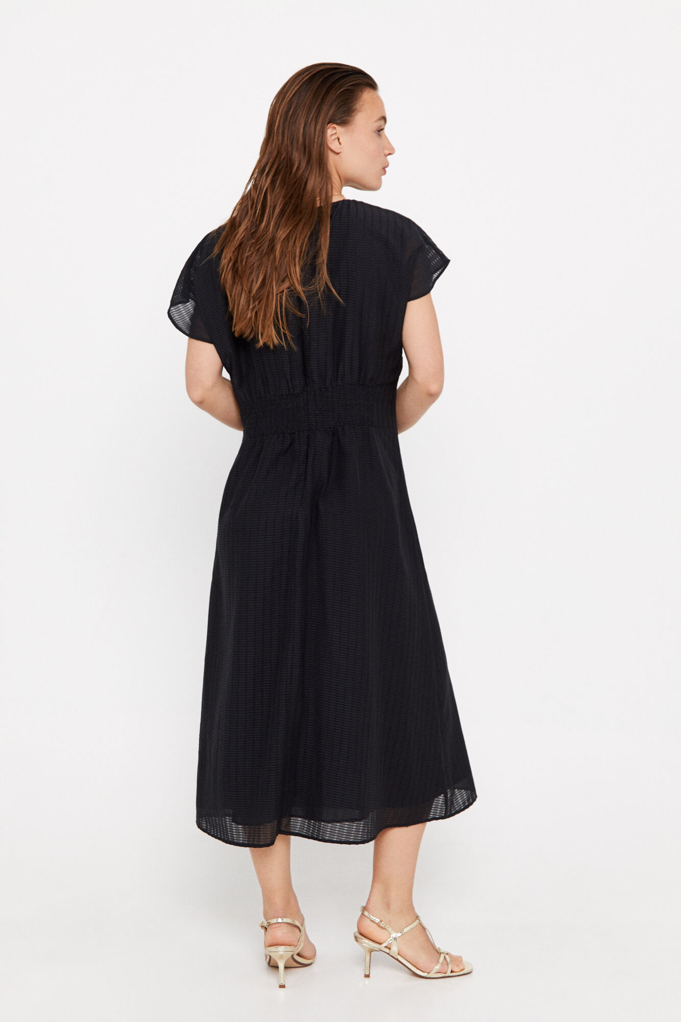Vestido midi fluido - Preto