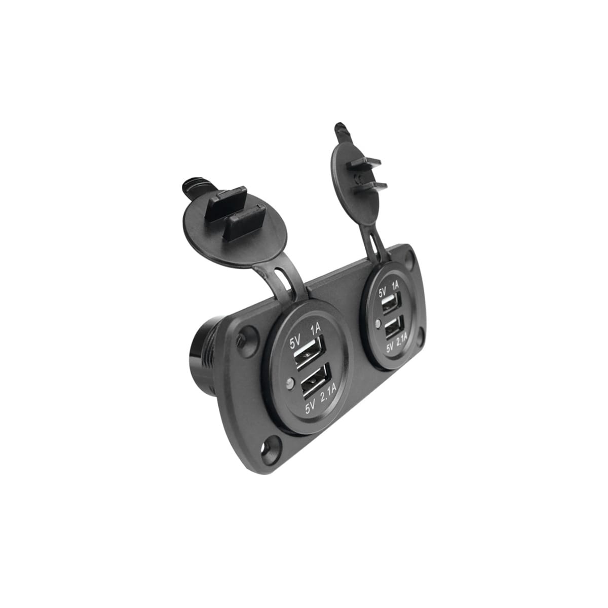 Dobbel USB-billader med blått lys (panel med 2 kontakter)