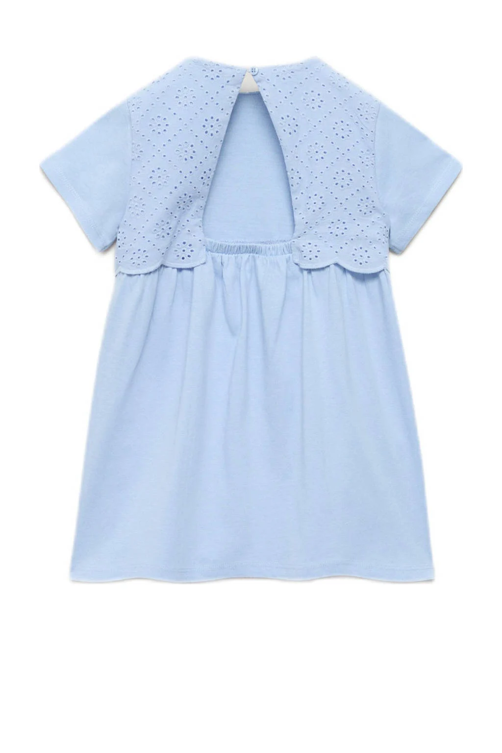 Mango Kids korte jurk broderie lichtblauw