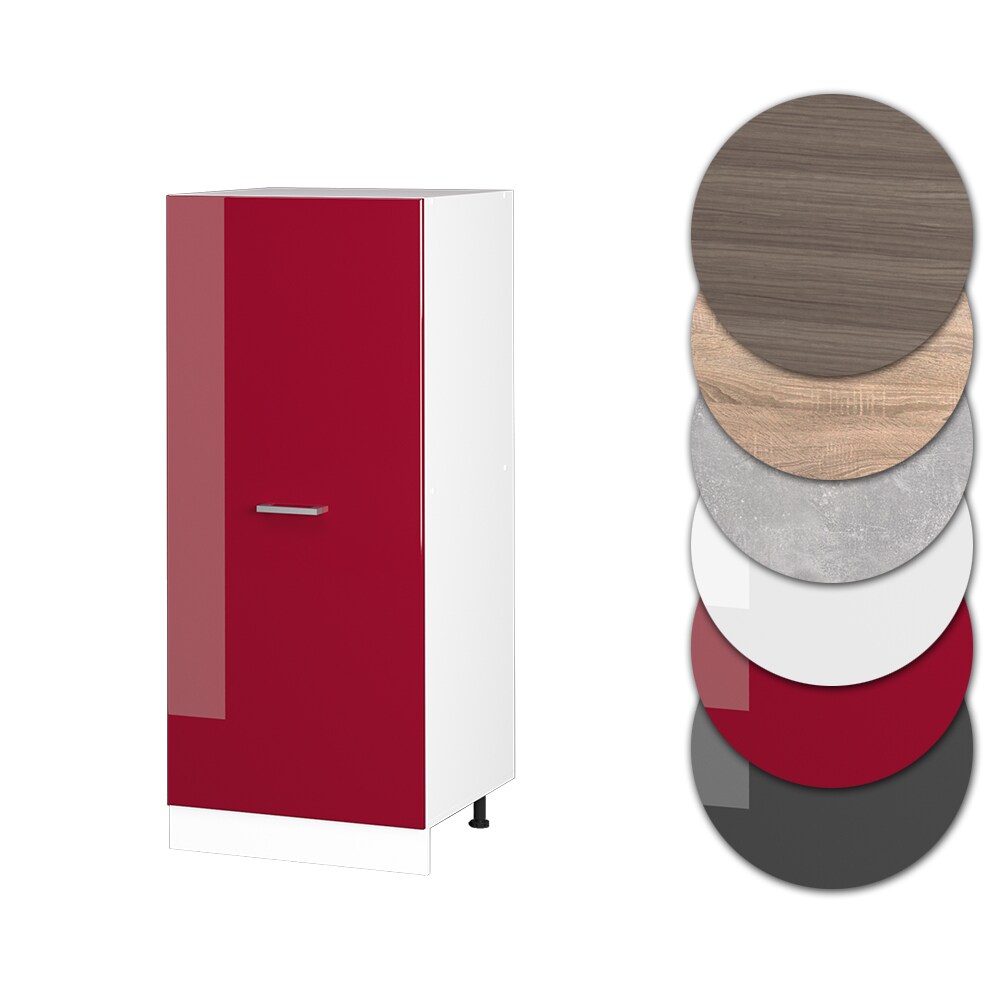 Vicco Backofenumbauschrank Küchenschrank Küchenzeile R-Line 60 cm Weiß Bordeaux große Tür Hochglanz
