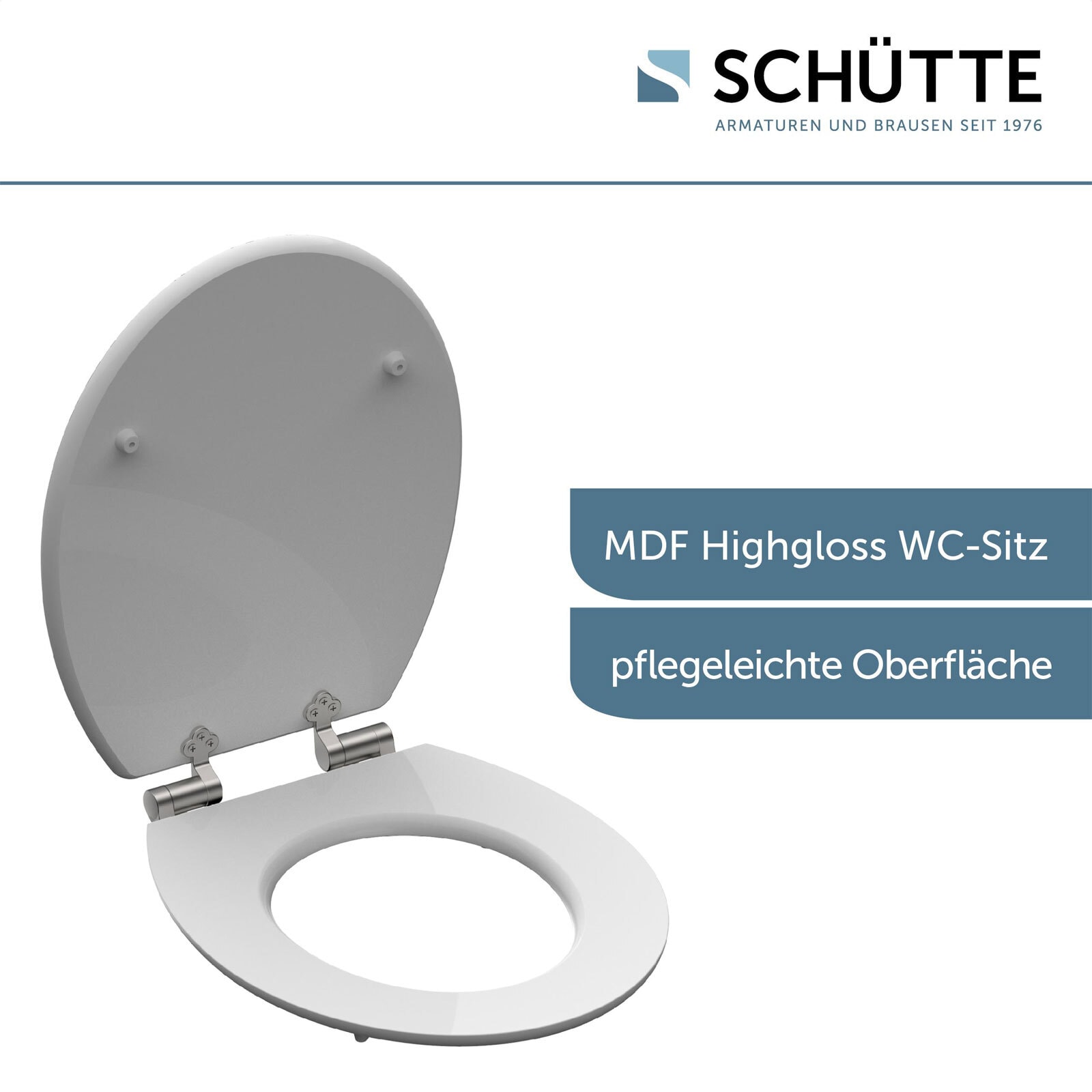SCHÜTTE WC-Sitz High Gloss MDF Weiß ca. 37,5 x 3 x 44,5 cm