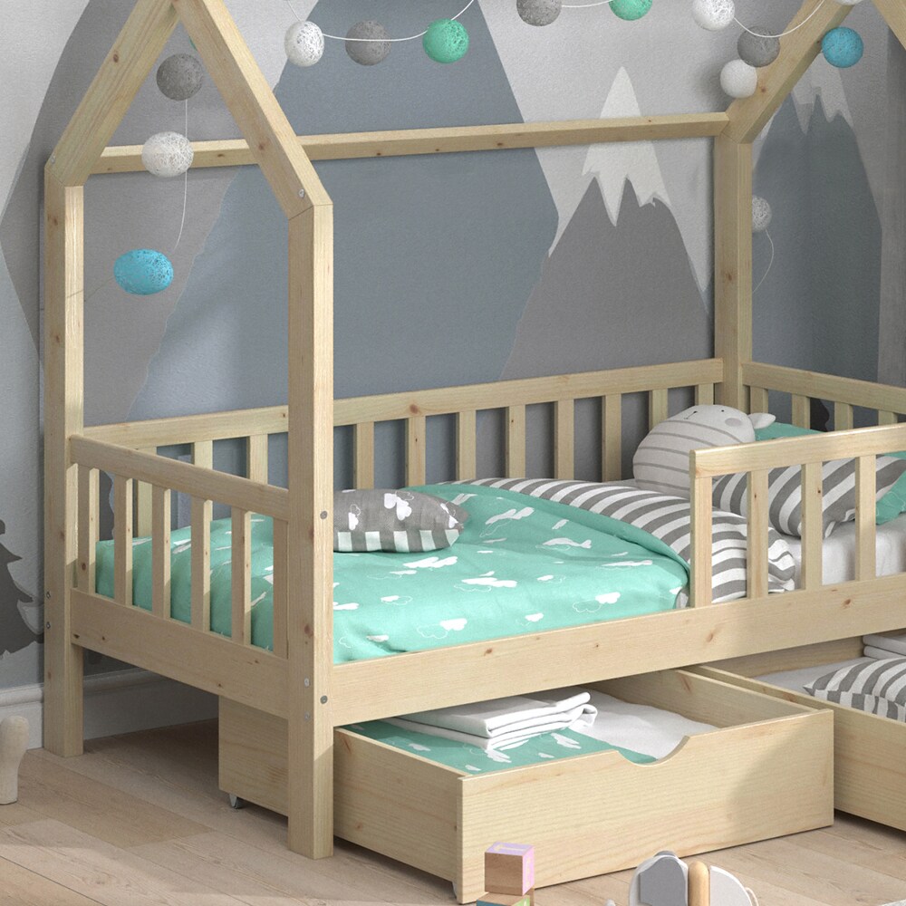 VitaliSpa Kinderbett Hausbett Spielbett Wiki 80x160 inkl Lattenrost 2 Schubladen