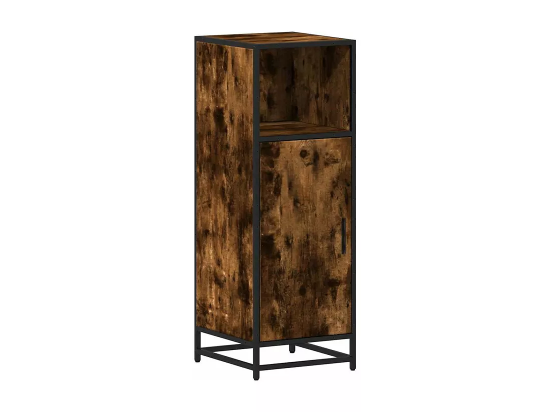 Armoire de bain chêne fumé 35x37,5x100cm bois d'ingénierie