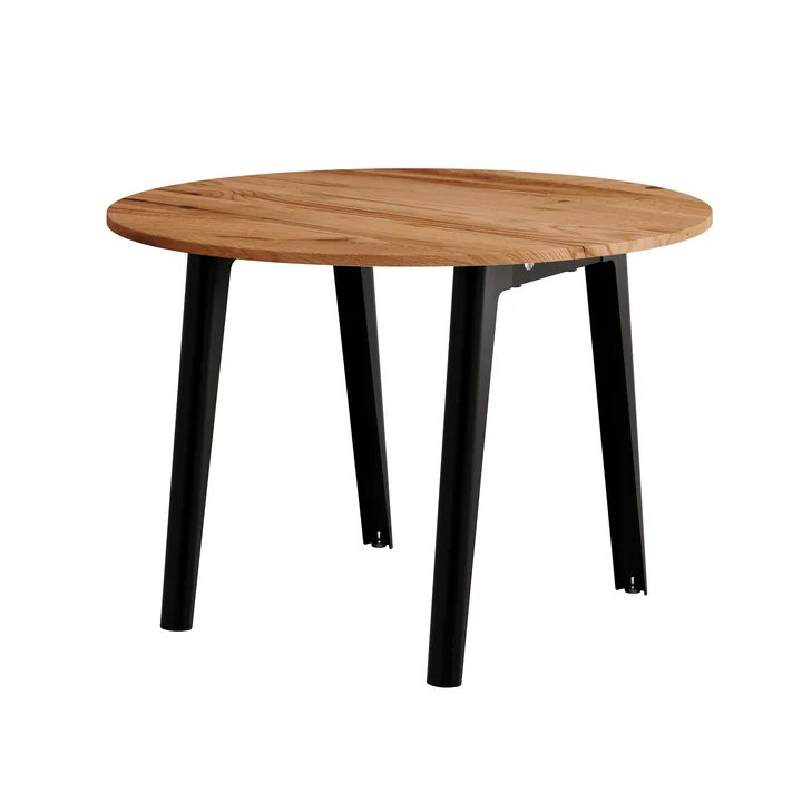 TipToe - NEW MODERN Esstisch Ø 110 cm, recyceltes Altholz / graphite black