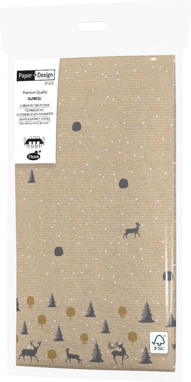 Duni tafelkleed Deer Forest beige 220 x 138 cm