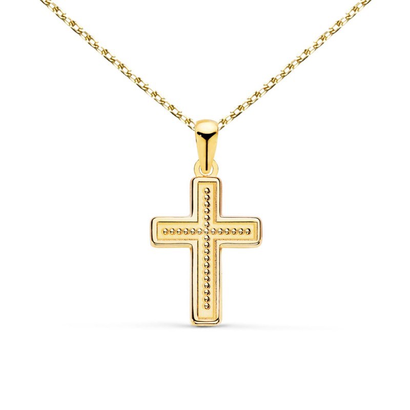 Collier - Médaille Croix Or 18 Carats 750/000 Jaune - Chaine Dorée